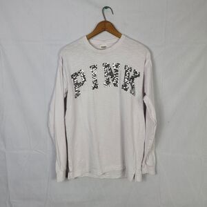 Women's XS Victoria Secret Pink Oversized Sequins Long Sleeve